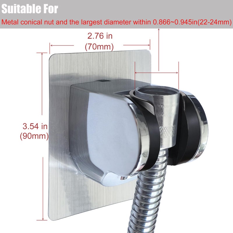 Lofekea Strong Adhesive and Waterproof Shower Head Holder, Adjustable Handheld Shower Holder Wall Mount Shower Bracket (Silver - 1 Pack) - Image 2